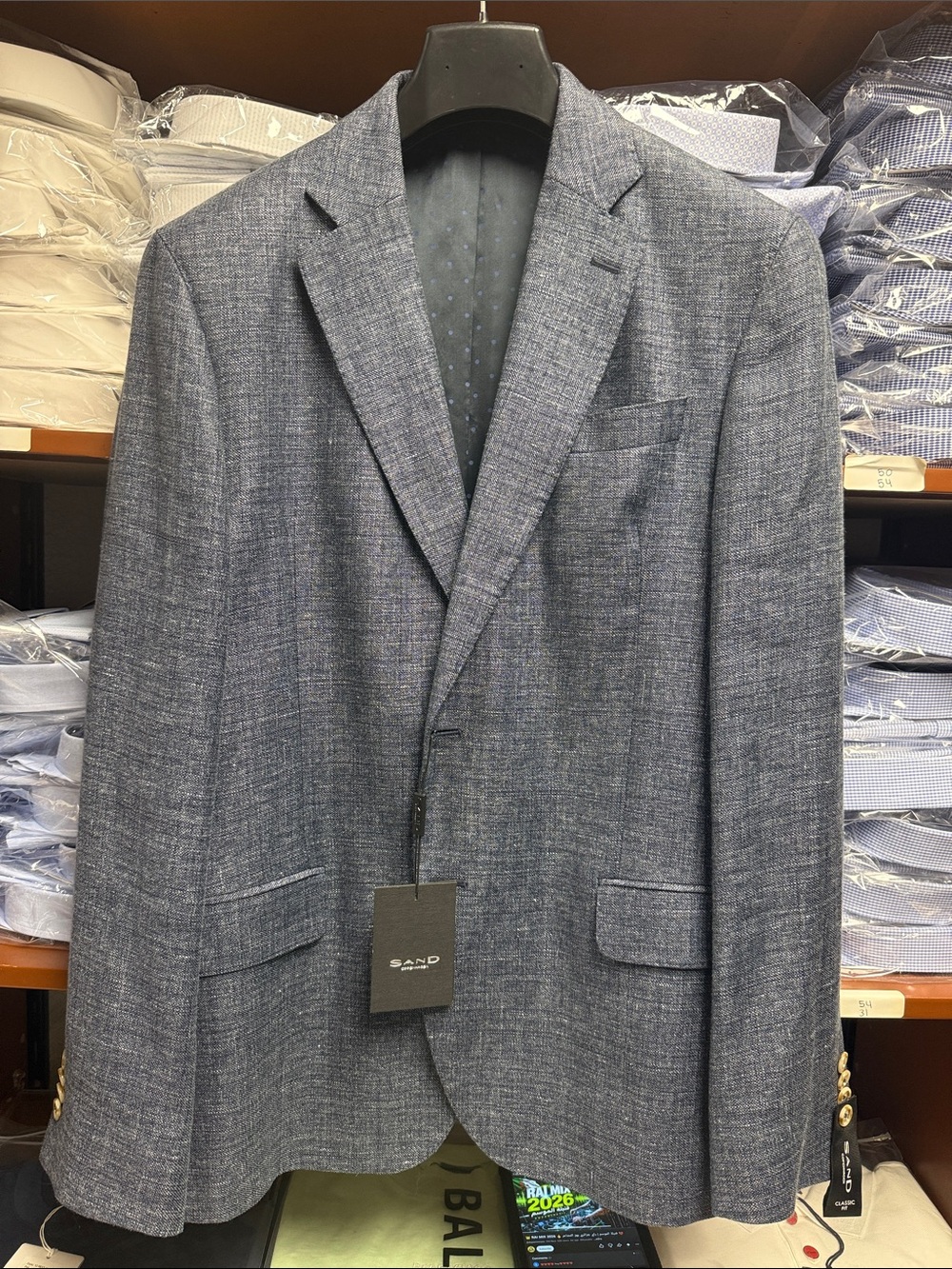 AND Navy Heathered Sport Coat